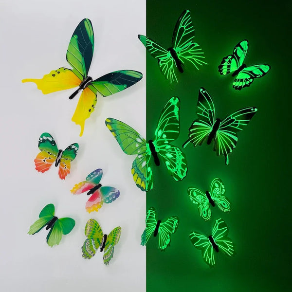 12-Piece 3D Luminous Butterfly Wall Stickers – Modern DIY Decor
