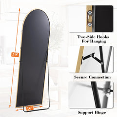 JHK 59"x16" Full Body Wall Mirror with Aluminum Frame & Stand