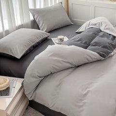 4-Piece Solid Color Brush Fabric Bedding Set – Duvet Cover & Pillowcases