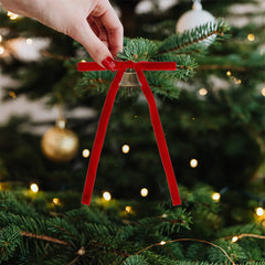 Christmas Velvet Red Bows with Bells