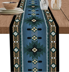 Boho American Indian Style Linen Table Runner – Reusable Decor