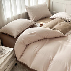 4-Piece Solid Color Brush Fabric Bedding Set – Duvet Cover & Pillowcases