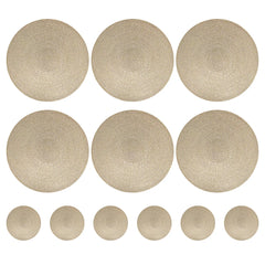Set of 6 Round Braided Washable Placemats – 34cm Heat Resistant
