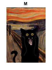 Funny Art Canvas Prints – Black Cat & Van Gogh Sunflowers Inspired Posters