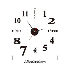 Large 3D DIY Silent Wall Clock – Black/Gold/Silver Modern Design