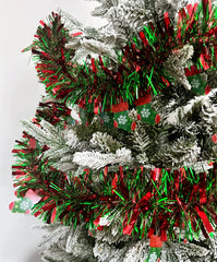 6.6FT Metallic Twist Christmas Tinsel Garland with Santa & Gingerbread