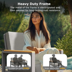 MBY 4-Piece Metal Outdoor Patio Conversation Set with Cushions