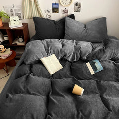 Winter Milk Fleece 4-Piece Flannel Bedding Set