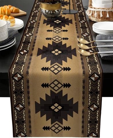 Boho American Indian Style Linen Table Runner – Reusable Decor