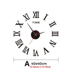 Large 3D DIY Silent Wall Clock – Black/Gold/Silver Modern Design