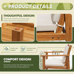 4-Piece Acacia Wood Outdoor Patio Conversation Set with Cushions