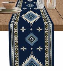 Boho American Indian Style Linen Table Runner – Reusable Decor