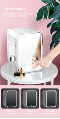 4L Mini Makeup Fridge with LED Light & Mirror – Portable Cosmetic Cooler