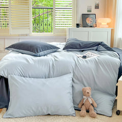 4-Piece Solid Color Brush Fabric Bedding Set – Duvet Cover & Pillowcases