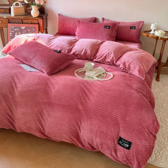 Thick Velvet Winter Duvet Cover – Solid Color Soft Quilt Cover