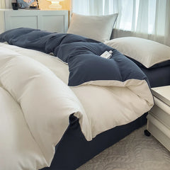 4-Piece Solid Color Brush Fabric Bedding Set – Duvet Cover & Pillowcases