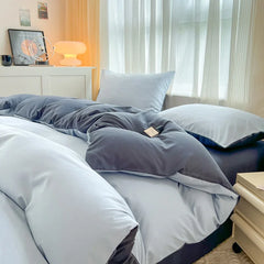 4-Piece Solid Color Brush Fabric Bedding Set – Duvet Cover & Pillowcases
