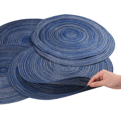 Set of 6 Round Braided Washable Placemats – 34cm Heat Resistant