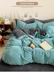 Winter Milk Fleece 4-Piece Flannel Bedding Set