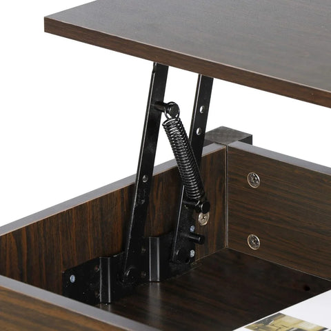 Wood Lift Top Coffee Table with Hidden Storage and 3 Shelves