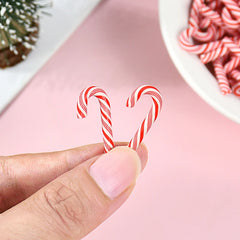 Mini Red & White Resin Candy Cane Christmas Pendants
