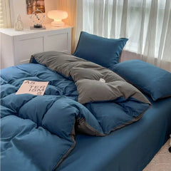 4-Piece Solid Color Brush Fabric Bedding Set – Duvet Cover & Pillowcases