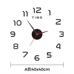 Large 3D DIY Silent Wall Clock – Black/Gold/Silver Modern Design