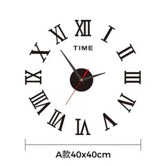 Large 3D DIY Silent Wall Clock – Black/Gold/Silver Modern Design