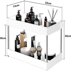 2-Tier Sliding Under Sink Organizer with Hooks & Hanging Cup