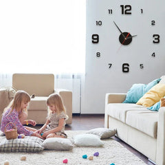 Large 3D DIY Silent Wall Clock – Black/Gold/Silver Modern Design