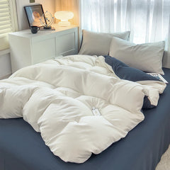 4-Piece Solid Color Brush Fabric Bedding Set – Duvet Cover & Pillowcases