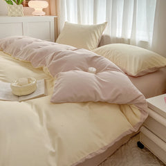 4-Piece Solid Color Brush Fabric Bedding Set – Duvet Cover & Pillowcases
