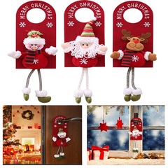 3-Piece Christmas Door Knob Ornaments – Snowman, Santa & Elk