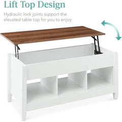 Lift Top Coffee Table with Hidden Storage and Display Shelves