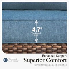 L-Shaped 4-Seat Outdoor Wicker Sectional Set with Coffee Table