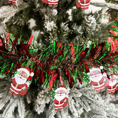 6.6FT Metallic Twist Christmas Tinsel Garland with Santa & Gingerbread