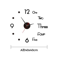 Large 3D DIY Silent Wall Clock – Black/Gold/Silver Modern Design