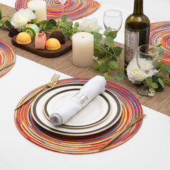 Set of 6 Round Braided Washable Placemats – 34cm Heat Resistant