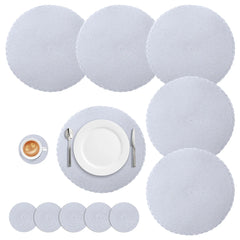 Set of 6 Round Braided Washable Placemats – 34cm Heat Resistant