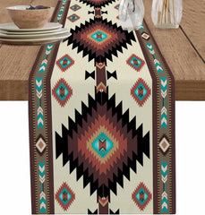 Boho American Indian Style Linen Table Runner – Reusable Decor