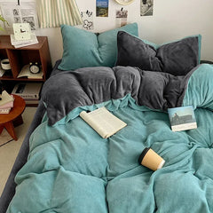 Winter Milk Fleece 4-Piece Flannel Bedding Set