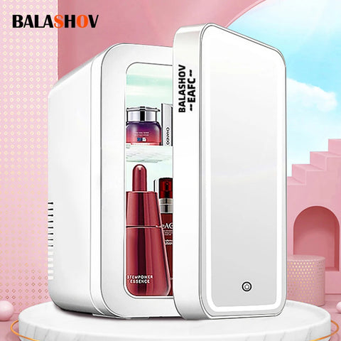 4L Mini Makeup Fridge with LED Light & Mirror – Portable Cosmetic Cooler