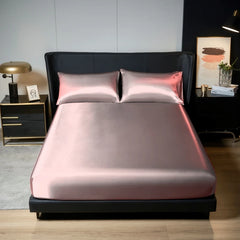 Kuup 3-Piece Satin Polyester Bedding Set with Elastic Fitted Sheet – King Size