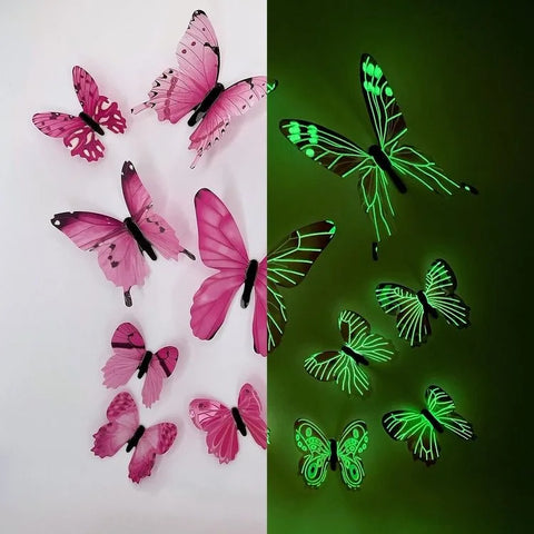 12-Piece 3D Luminous Butterfly Wall Stickers – Modern DIY Decor