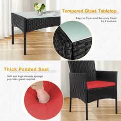 4-Piece Patio Wicker Conversation Set with Coffee Table