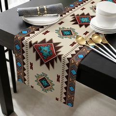 Boho American Indian Style Linen Table Runner – Reusable Decor