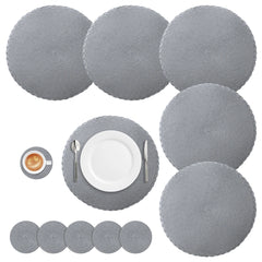 Set of 6 Round Braided Washable Placemats – 34cm Heat Resistant