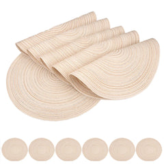 Set of 6 Round Braided Washable Placemats – 34cm Heat Resistant