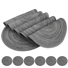 Set of 6 Round Braided Washable Placemats – 34cm Heat Resistant