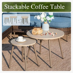 L-Shaped 4-Seat Outdoor Wicker Sectional Set with Coffee Table